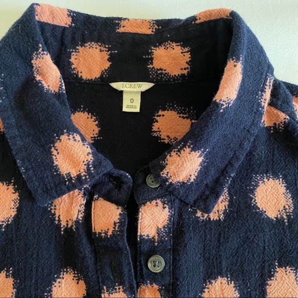 J.Crew Navy Pink Polly Popover silk-screen Polka Dot Top - Picture 4 of 6